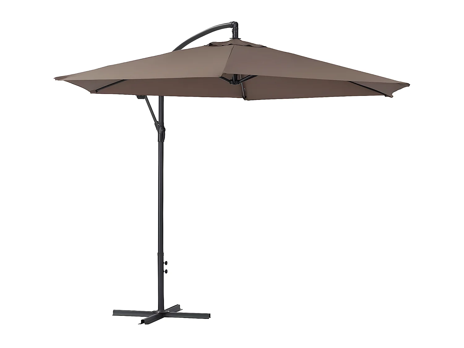 Parasol jardin déporté Alu "Ilios" - Rond - Ø 3 m - Taupe