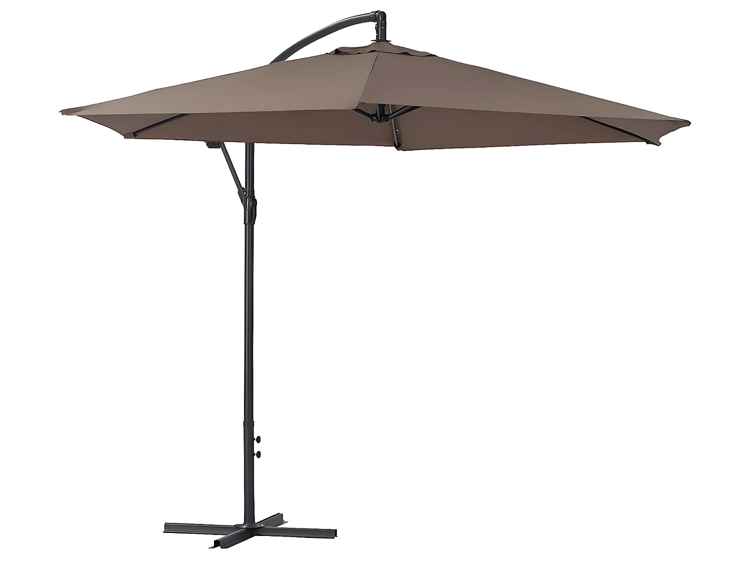 Parasol jardin déporté Alu "Ilios" - Rond - Ø 3 m - Taupe