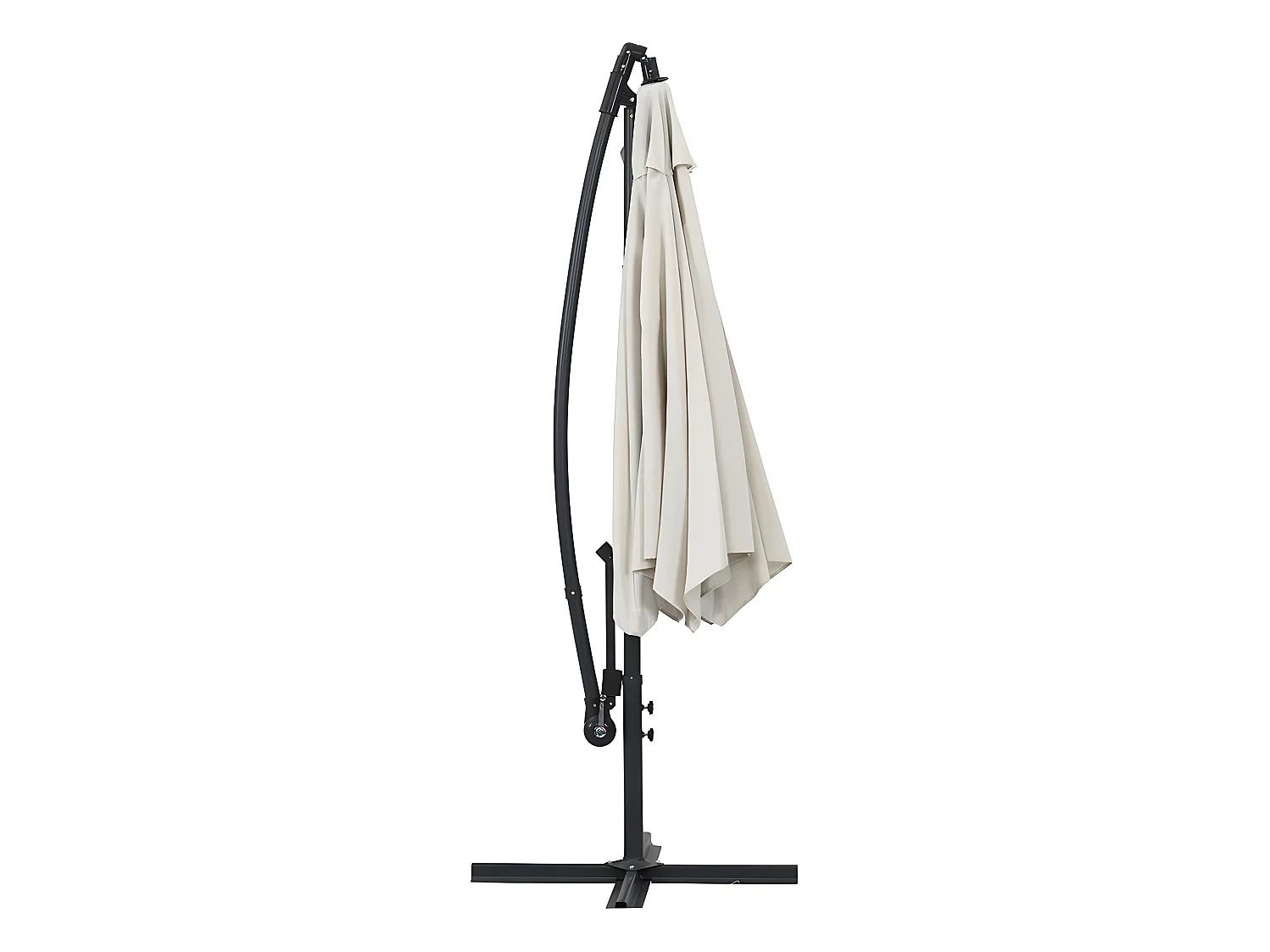 Parasol jardin déporté Alu "Ilios" - Rond - Ø 3 m - Ecru - Dalles incluses