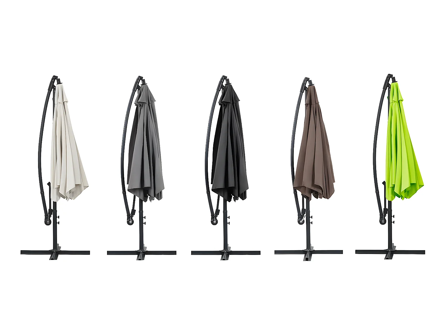 Parasol jardin déporté Alu "Ilios" - Rond - Ø 3 m - Ecru - Dalles incluses