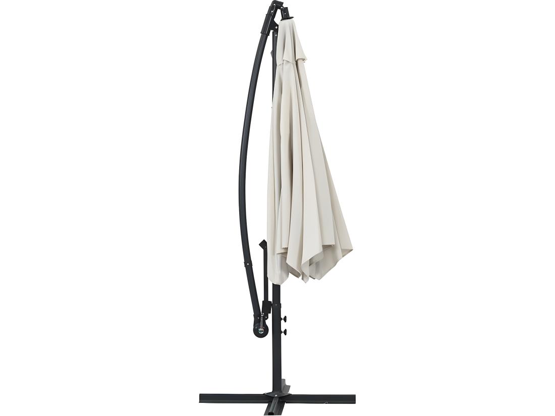 vente unique Parasol jardin déporté Alu "Ilios" - Rond - Ø 3 m - Ecru - Dalles incluses