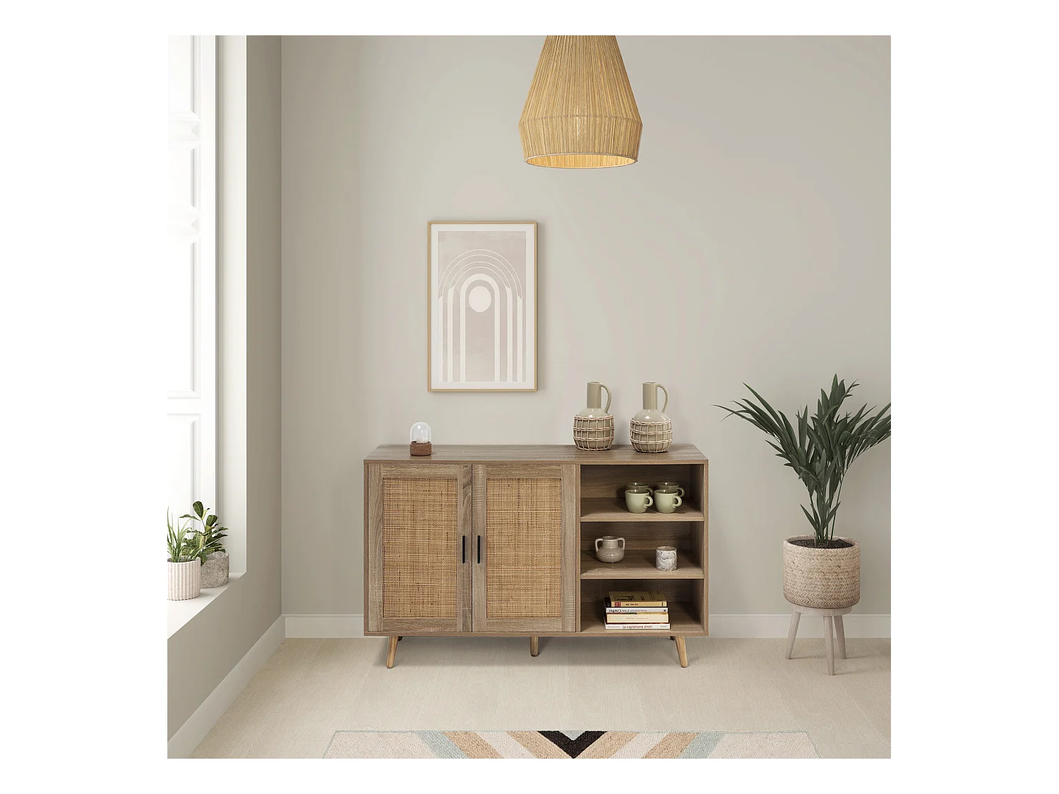 Credenza Dalia 2 porte e 1 ripiano rovere, 120 cm larghezza