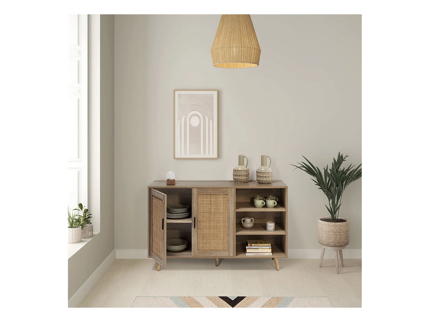 Credenza Dalia 2 porte e 1 ripiano rovere, 120 cm larghezza