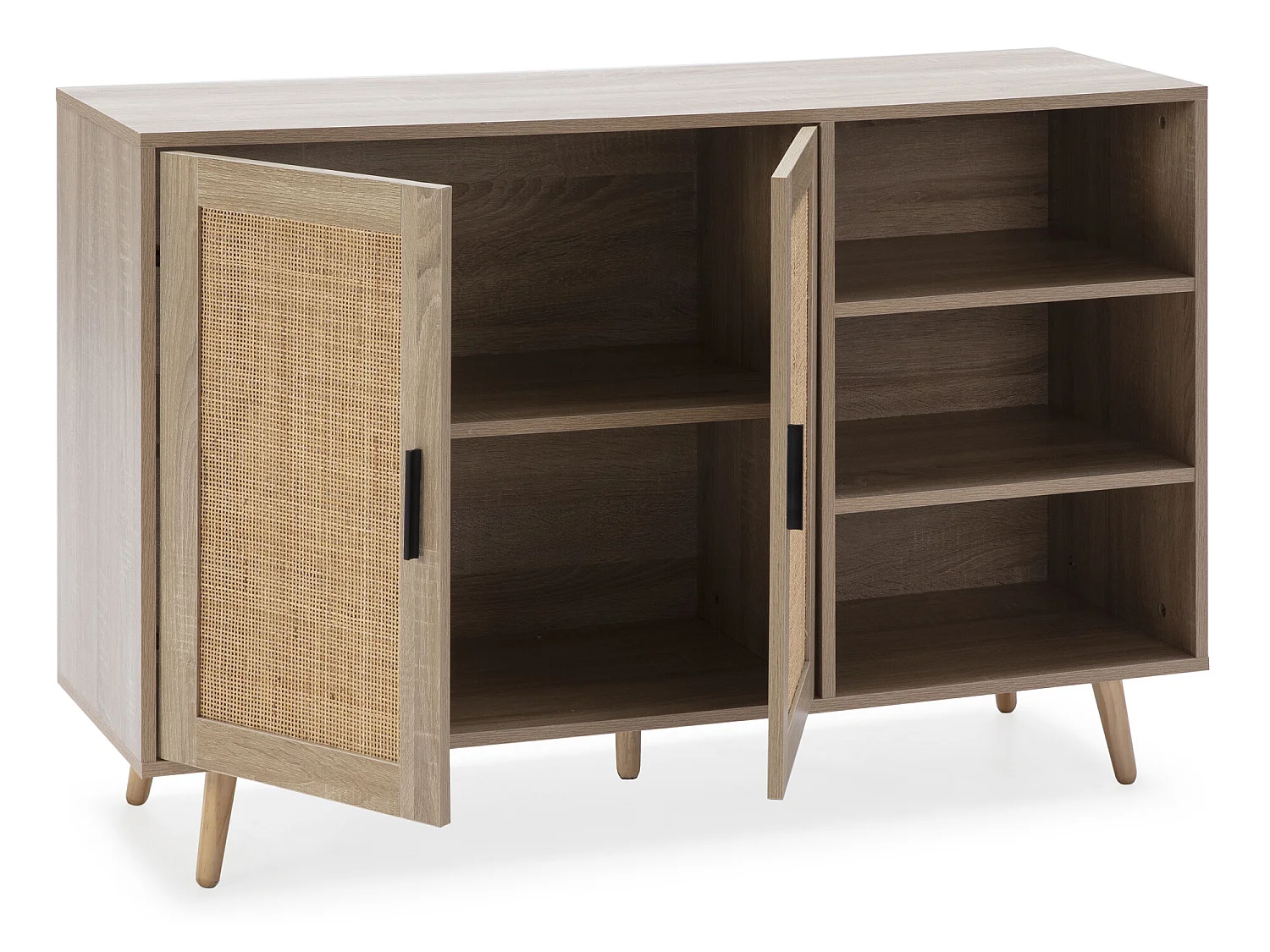 Buffet Dalia 2 portes et 3 niches couleur chêne, 120 cm longueur