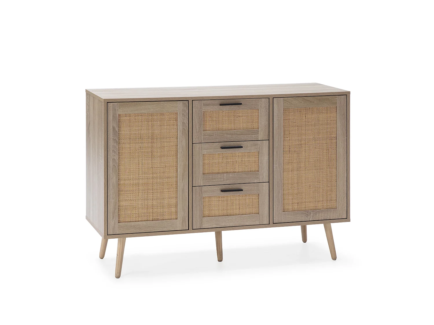 Credenza Dalia 3 cassetti e 2 porte rovere, 120 cm larghezza
