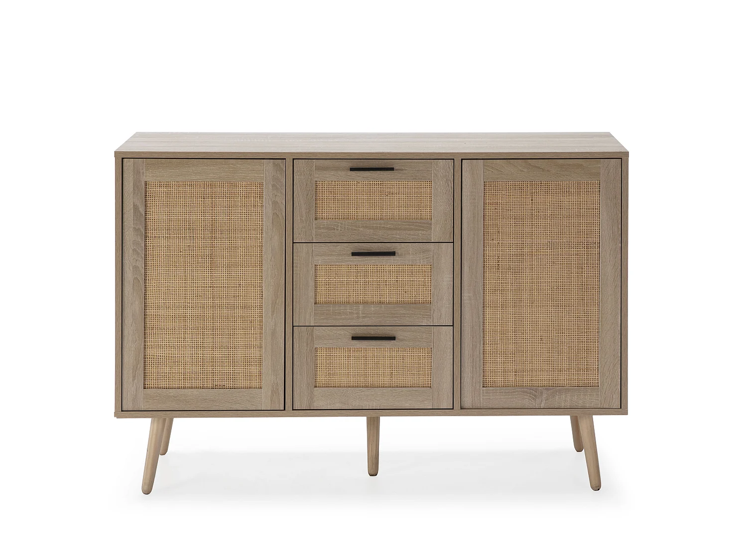 Aparador Dalia 3 cajones y 2 puertas color roble, 120 cm ancho