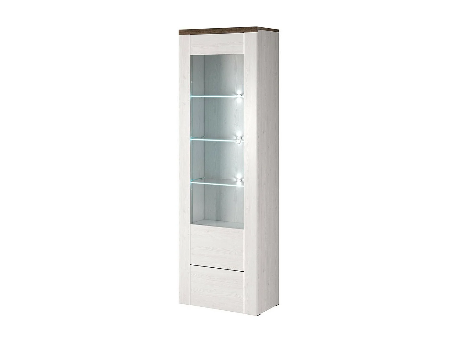 Set di 4 mobili da soggiorno collezione SANTIAGO. Color bianco effetto legno e quercia.