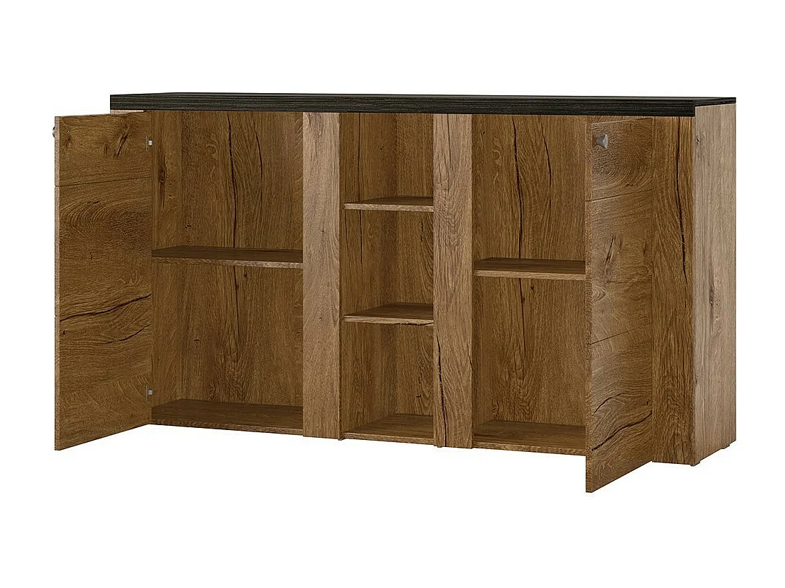 Set di 4 mobili da soggiorno collezione SANTIAGO. Color bianco effetto legno e quercia.