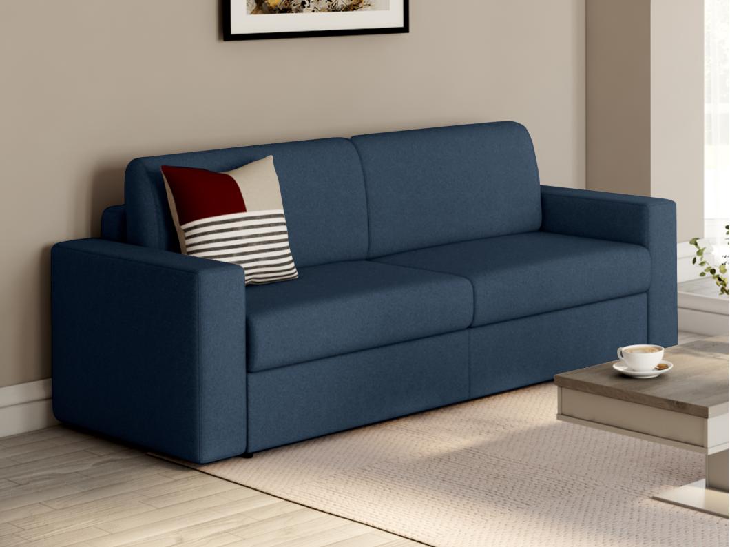Canapé 3 places convertible express en tissu bleu nuit COGLIO