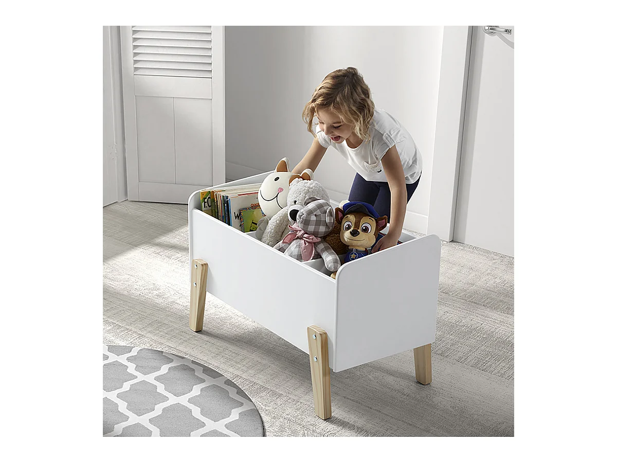 BODHI WHITE - Lit 90x200cm avec Barrière + Chevet + Coffre