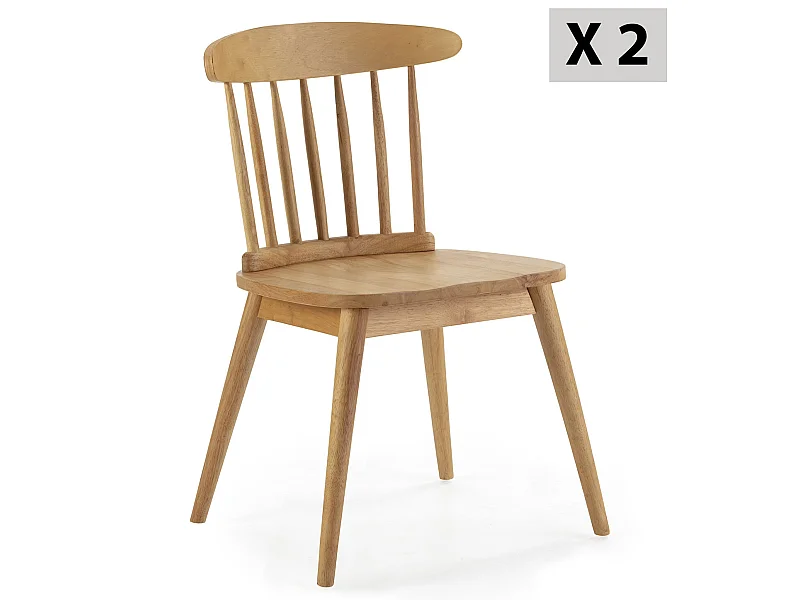 Pack 2 chaises Ben en bois couleur chêne
