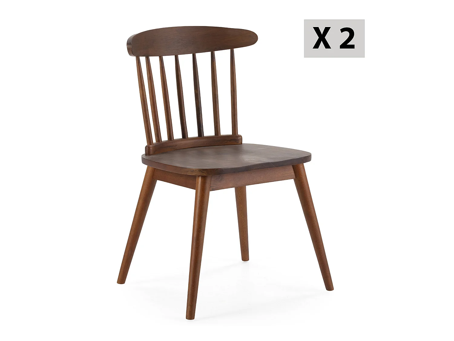 Pack 2 sillas Ben de madera color nogal