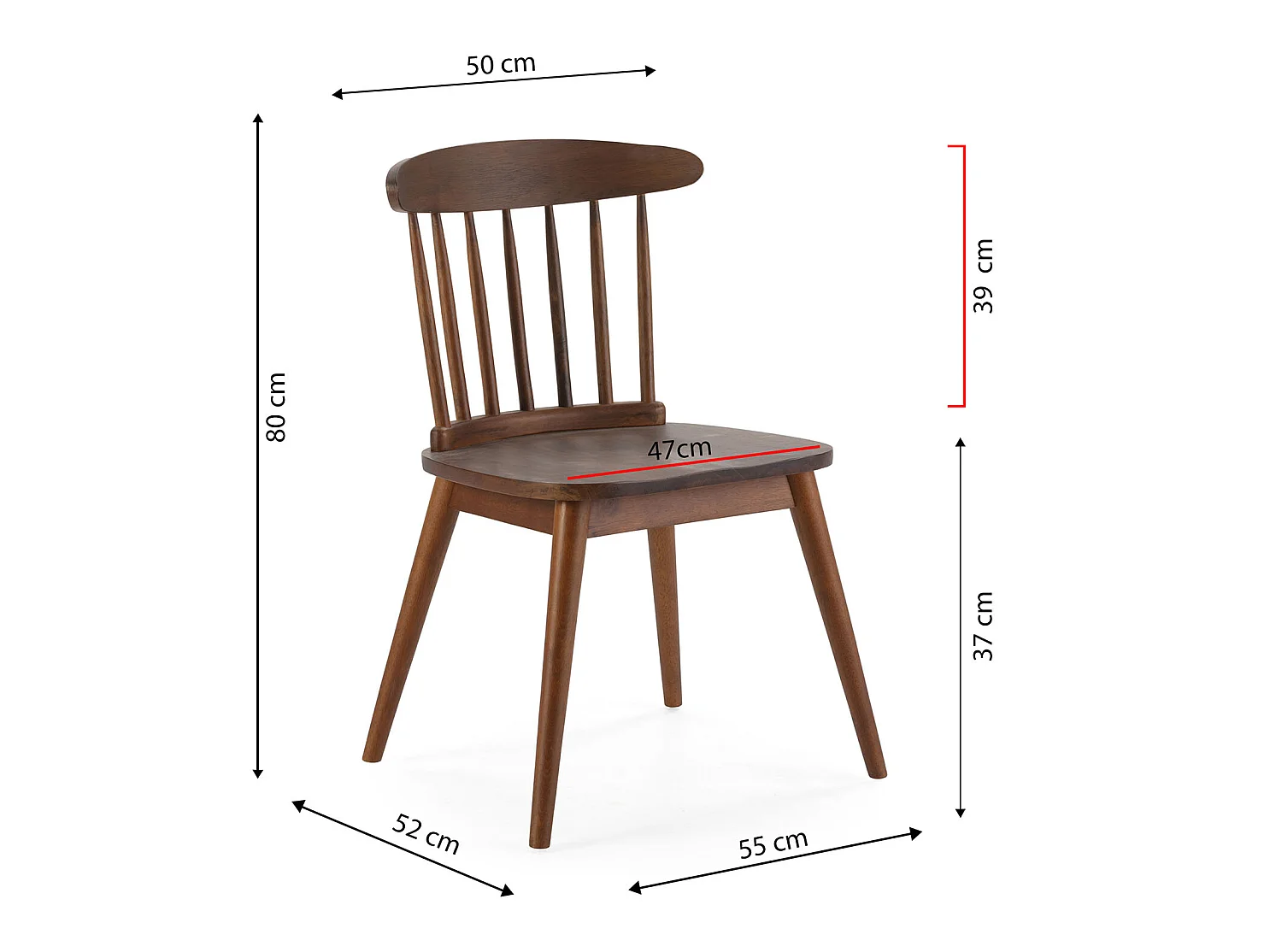 Pack 2 sillas Ben de madera color nogal