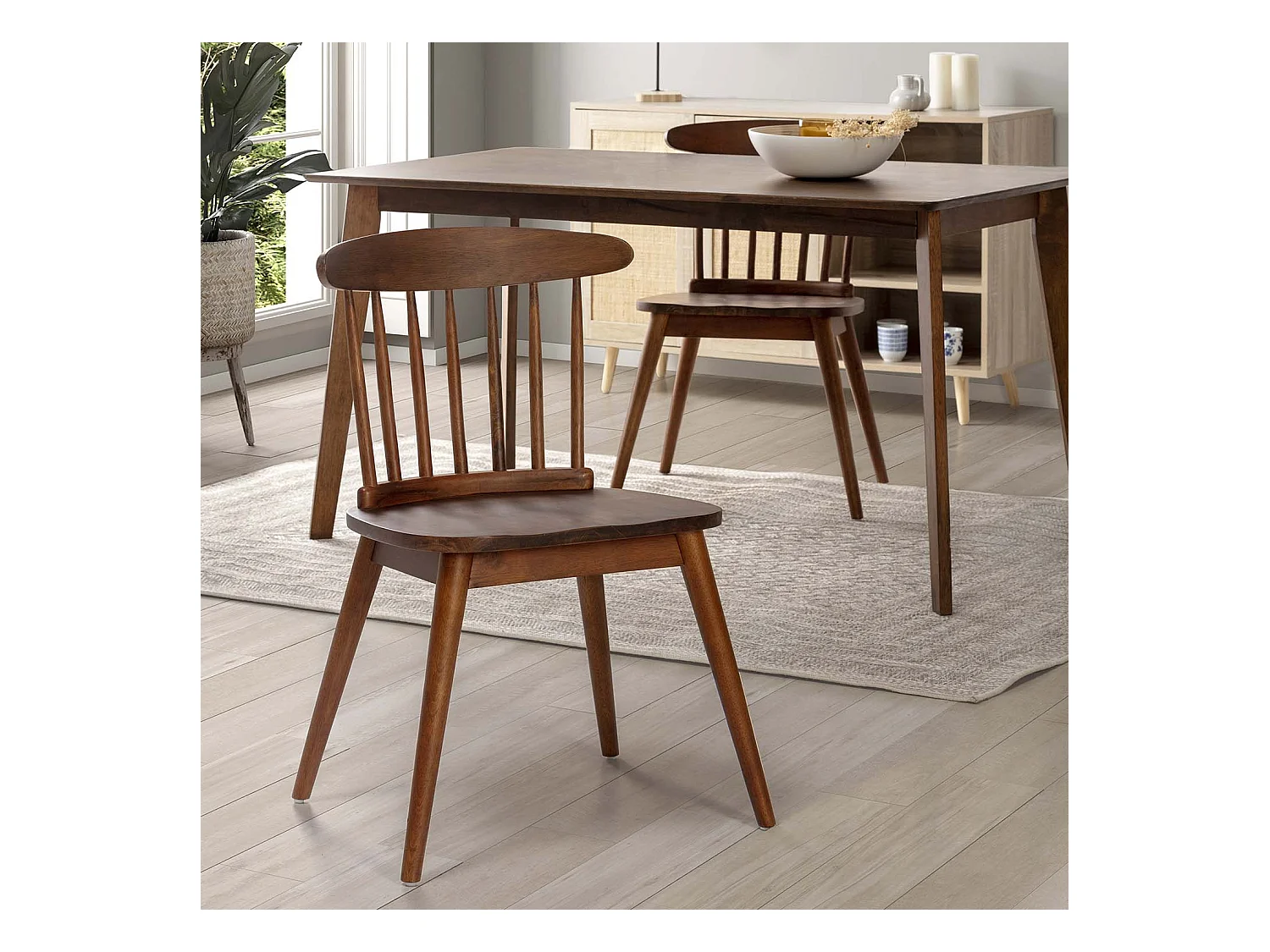 Pack 2 sillas Ben de madera color nogal