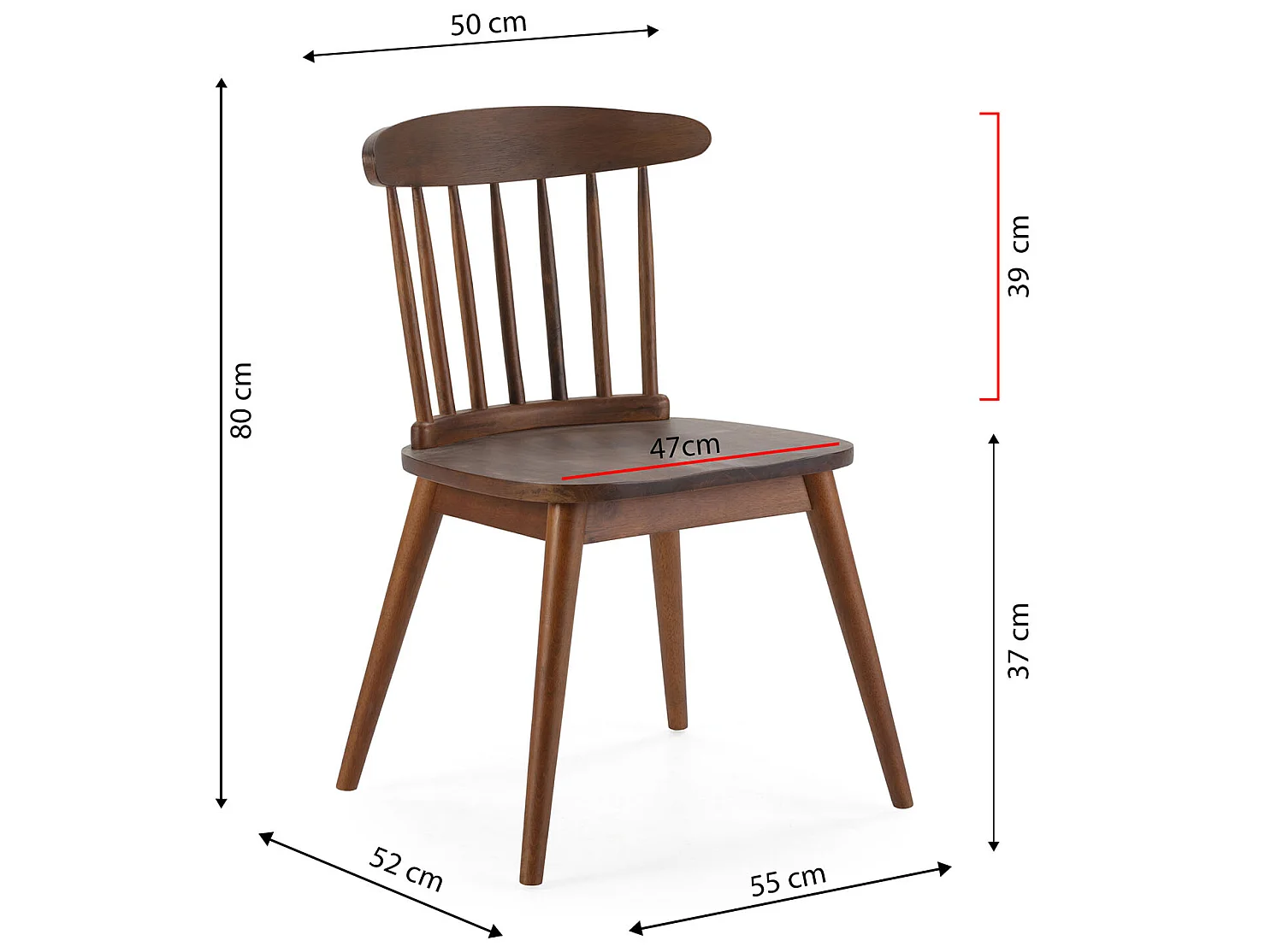Pack 2 chaises Ben en bois couleur noyer