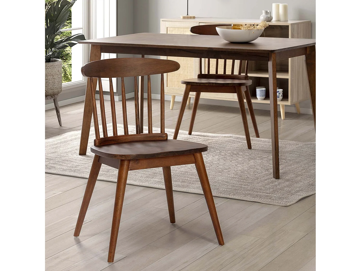 Pack 2 chaises Ben en bois couleur noyer