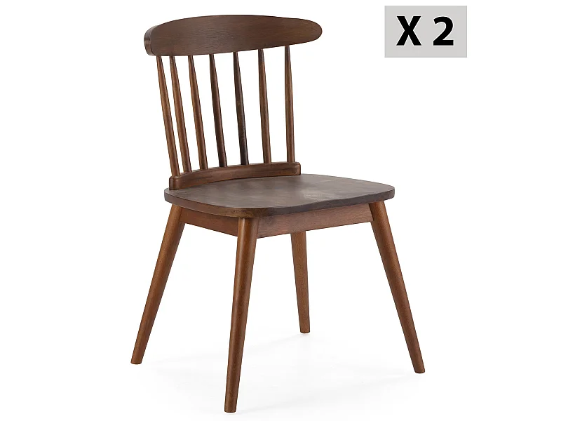 Pack 2 chaises Ben en bois couleur noyer