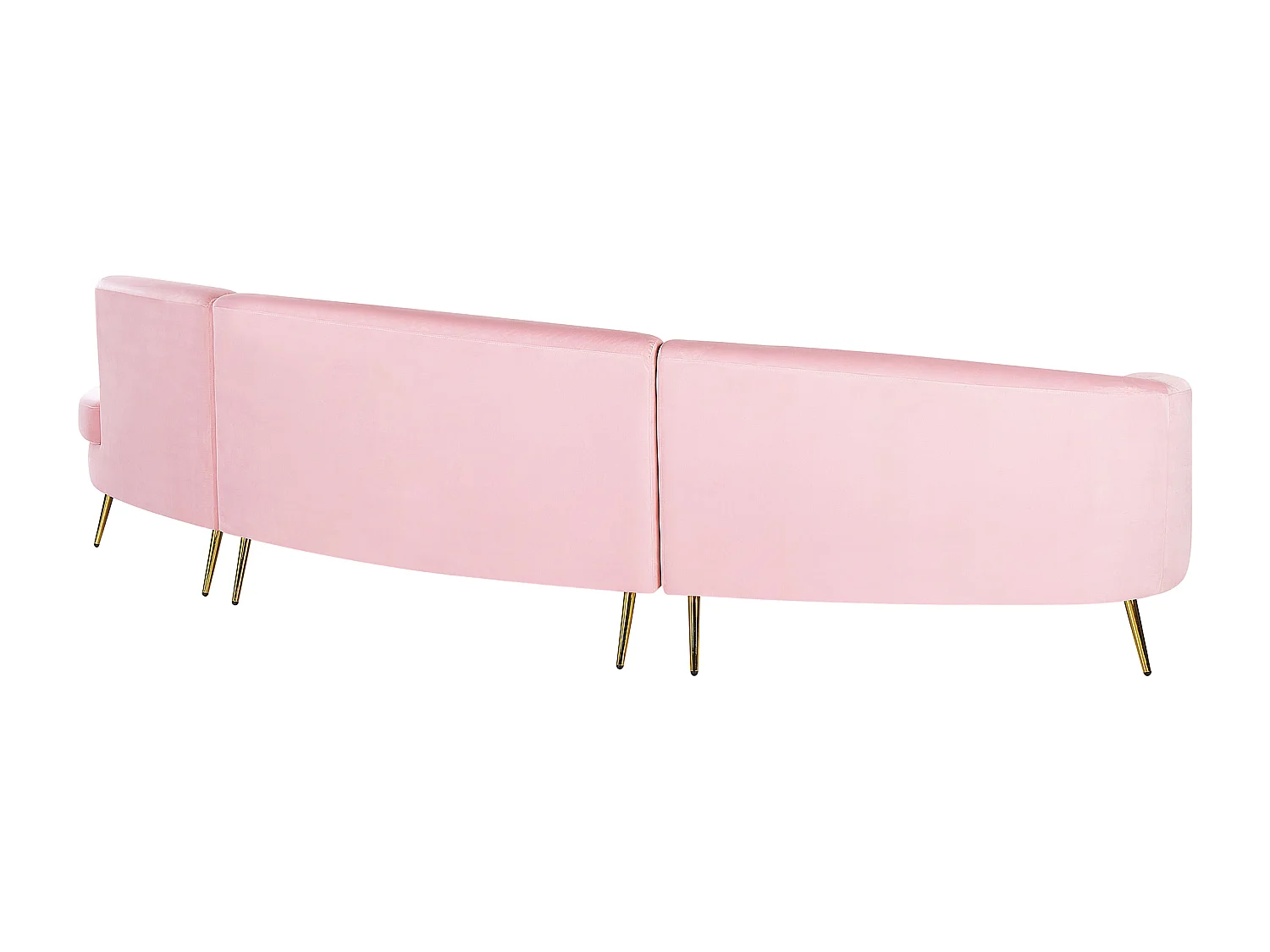 Wohnlandschaft Rundecke rosa Samtstoff 350 cm für Wohnzimmer Moss