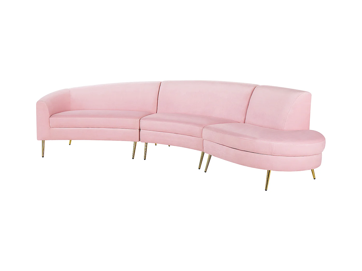 Wohnlandschaft Rundecke rosa Samtstoff 350 cm für Wohnzimmer Moss