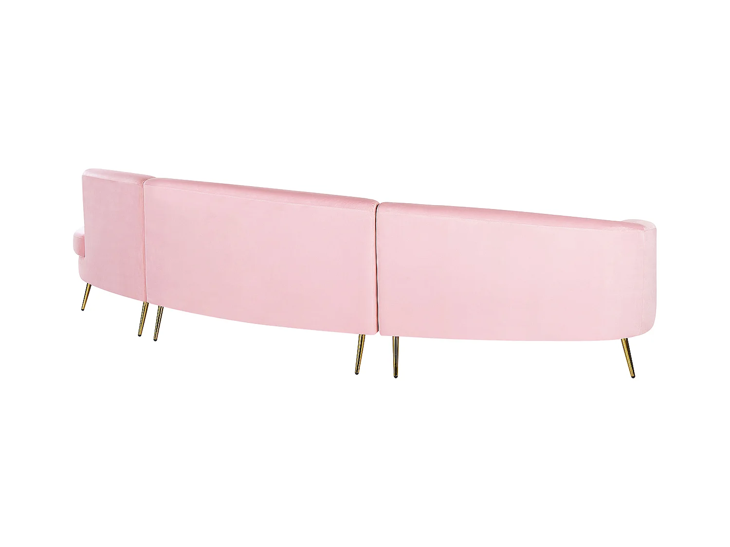 Wohnlandschaft Rundecke rosa Samtstoff 350 cm für Wohnzimmer Moss