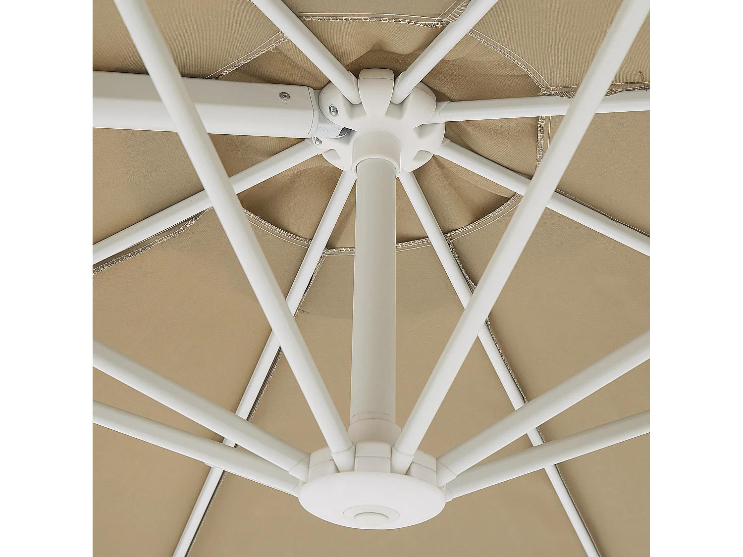 Trendy Sonnenschirm ⌀ 295 cm beige/weiß Polyester Savona II