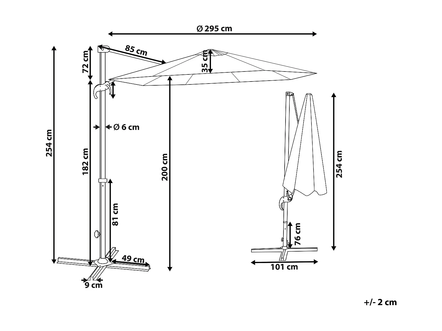 Cantilever parasol 295 cm SAVONA II Taupe