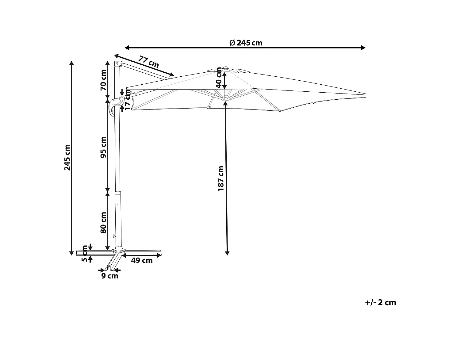 Stilvoller Sonnenschirm Polyester quadratische Form grün/schwarz Monza II