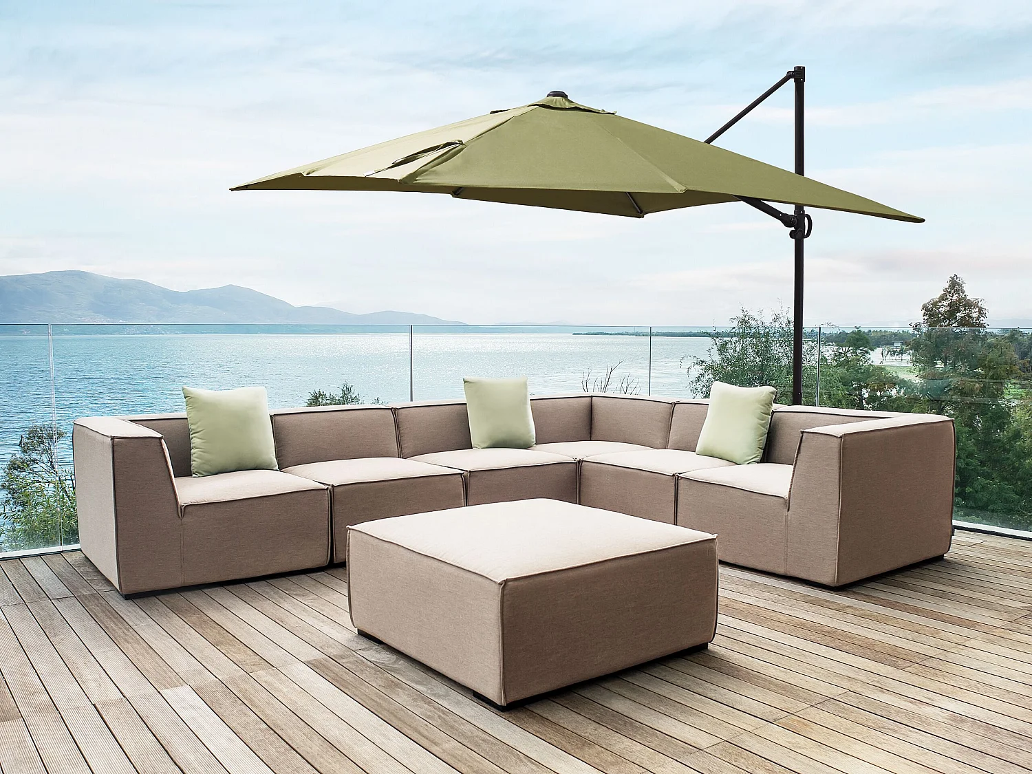 Cantilever parasol 245 cm MONZA II Olijfgroen