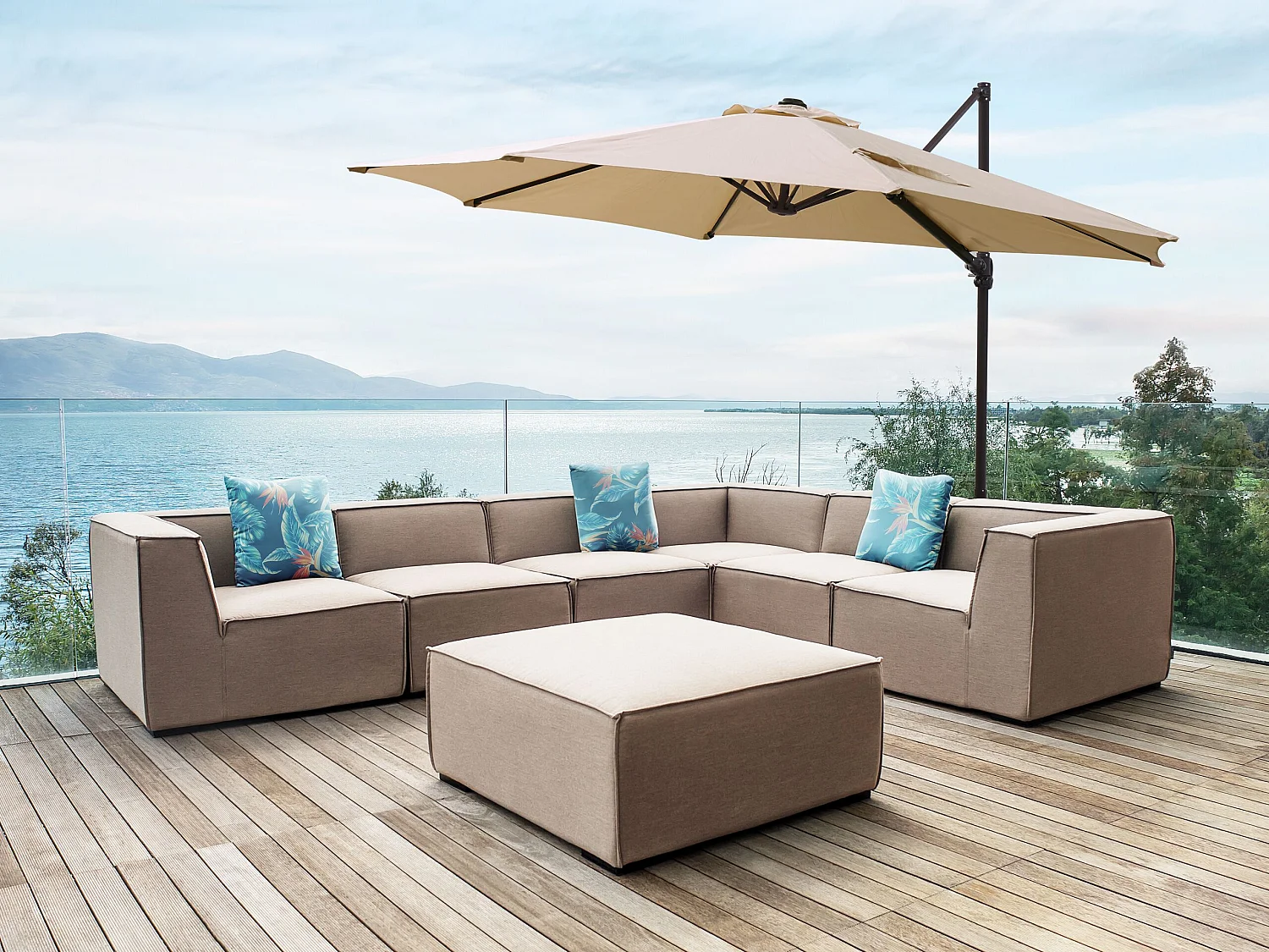 Parasol en porte-à-faux taupe ⌀ 2,95 m SAVONA II