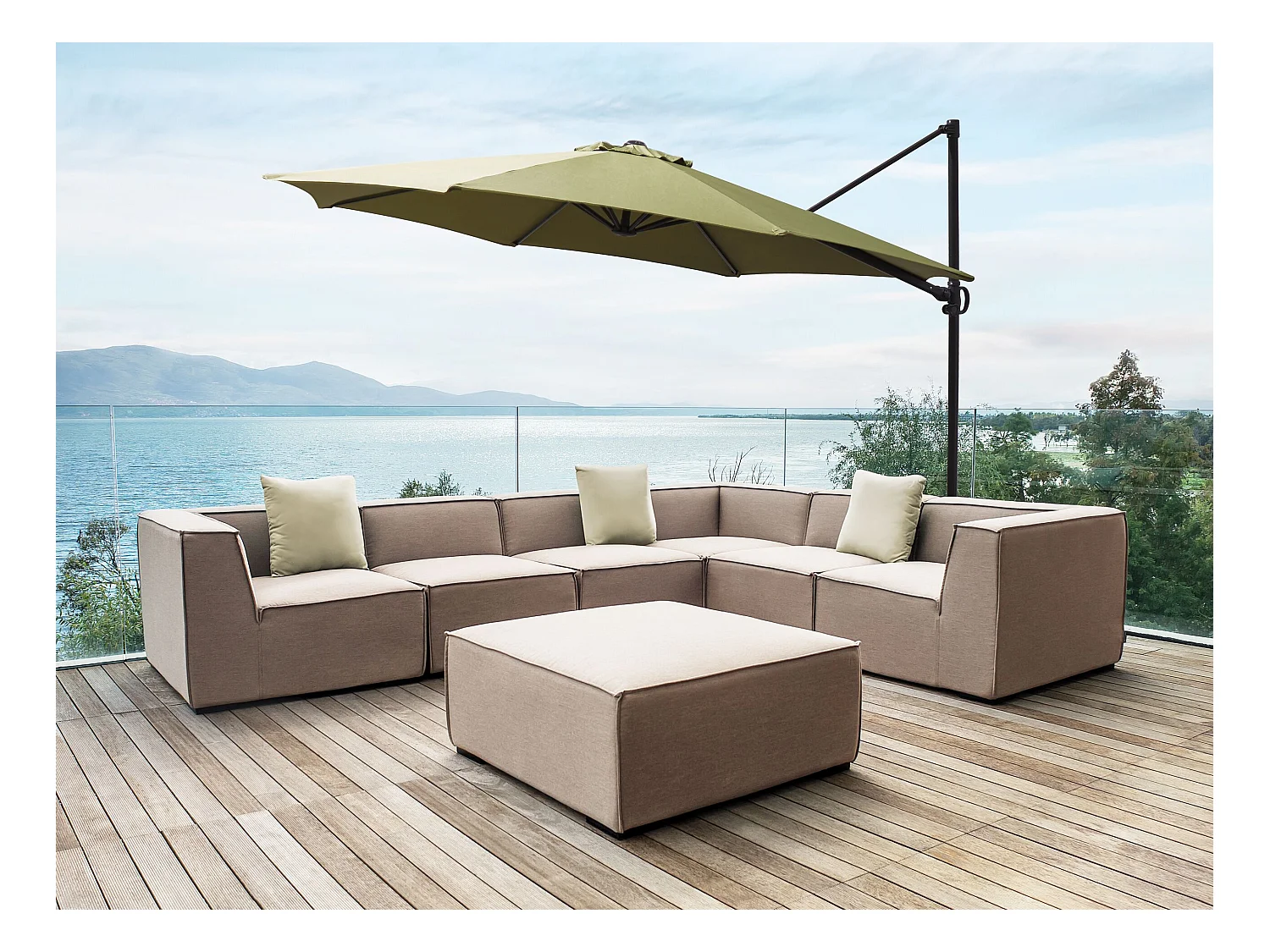 Trendy Sonnenschirm ⌀ 295 cm grün/schwarz Polyester Savona II