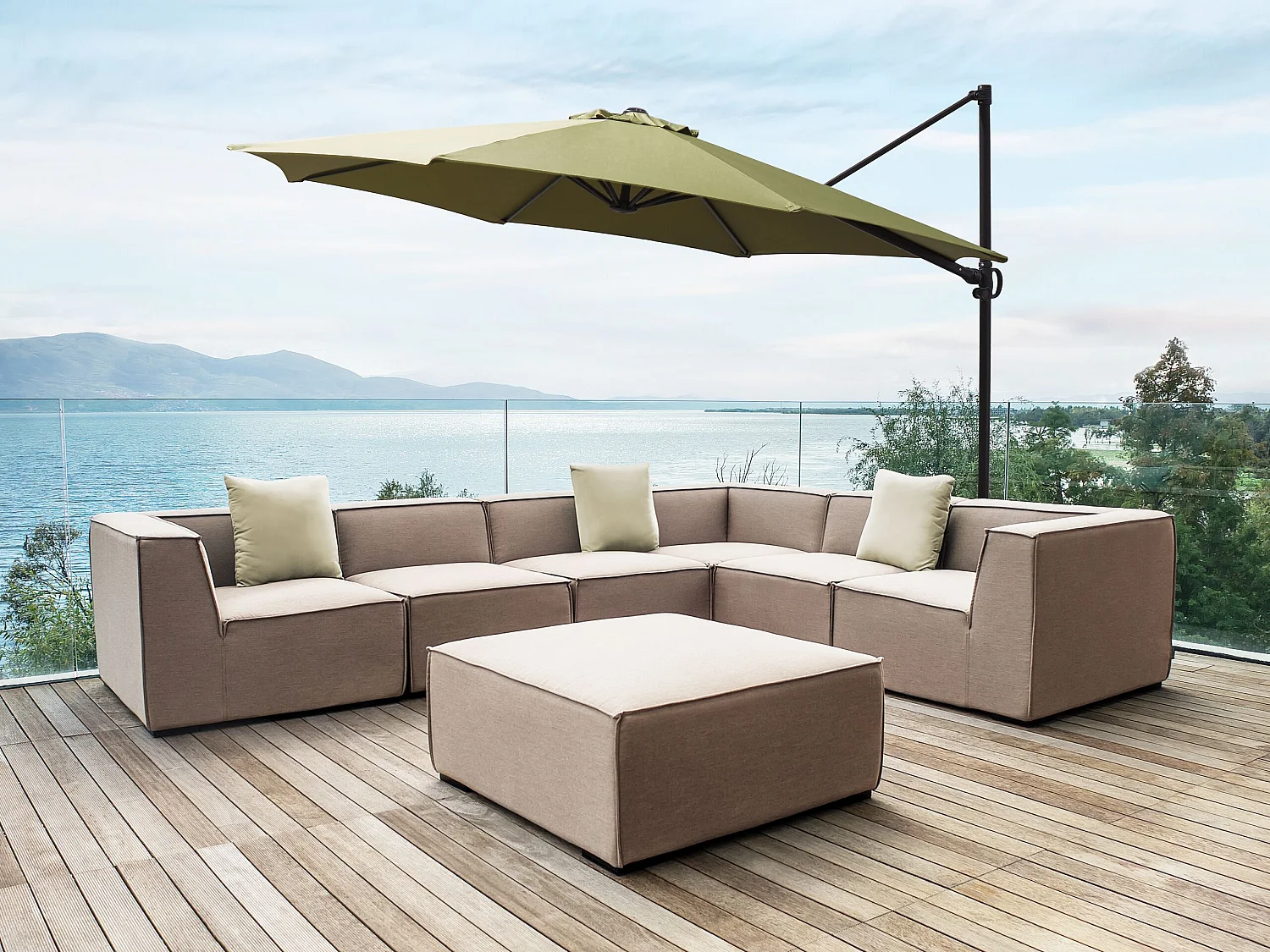 Parasol déporté 295 cm SAVONA II Vert olive