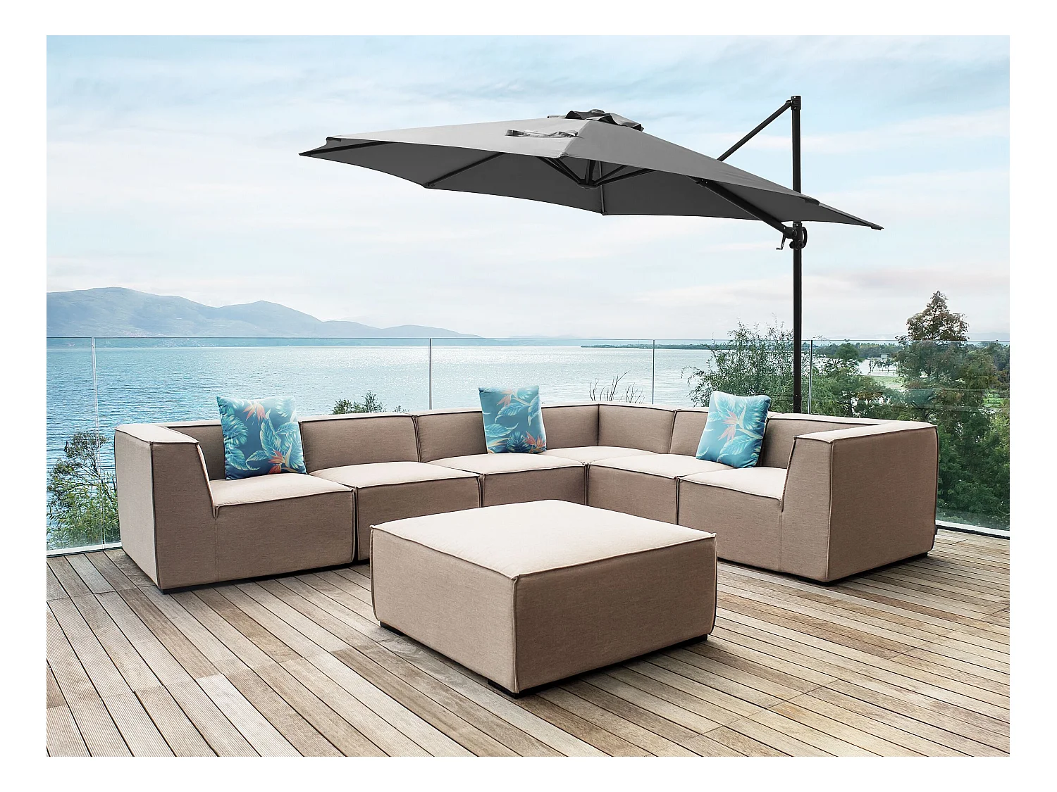 Cantilever parasol 295 cm SAVONA II Donkergrijs
