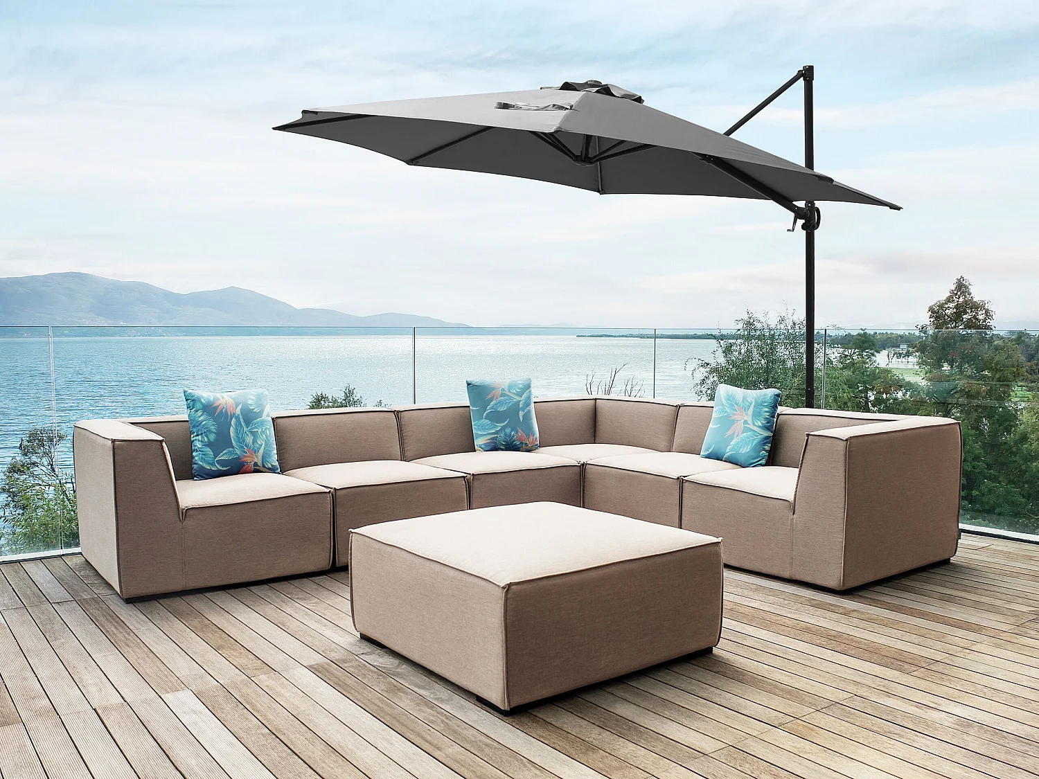 Parasol déporté 295 cm SAVONA II Gris foncé