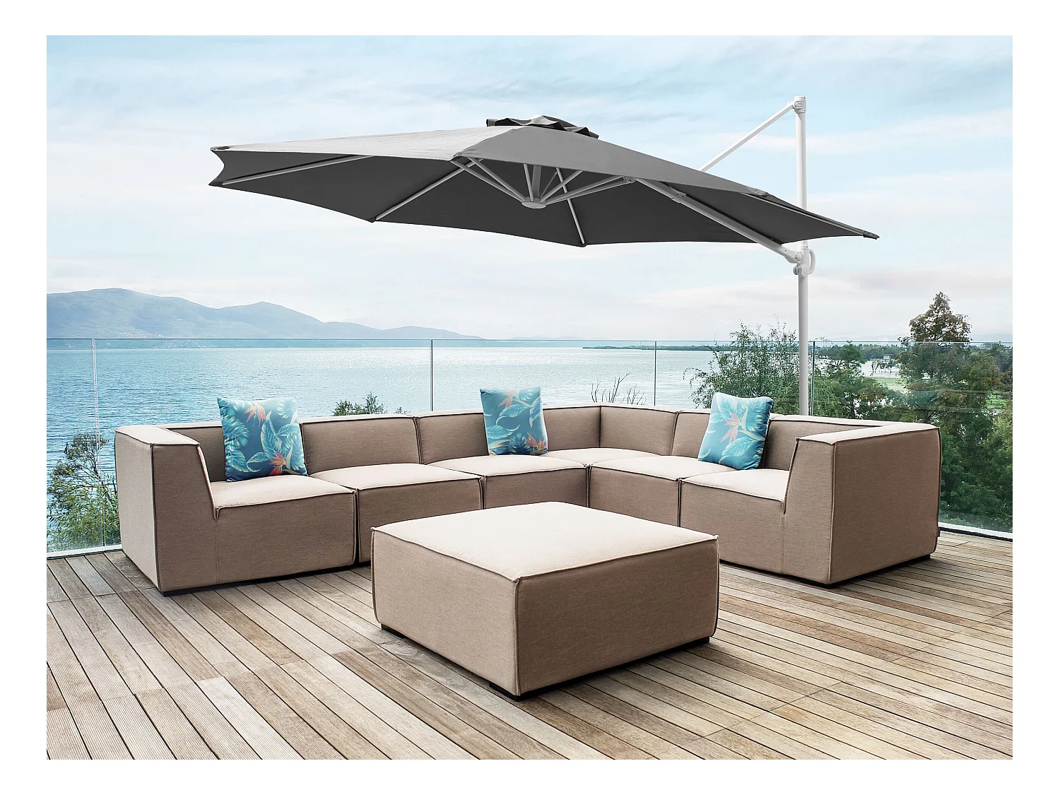 Sombrilla sin volantes 295 cm SAVONA II Gris oscuro