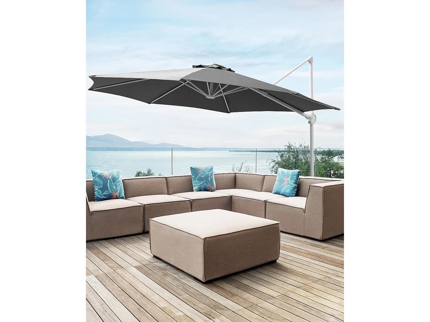 Parasol déporté 295 cm SAVONA II Gris foncé