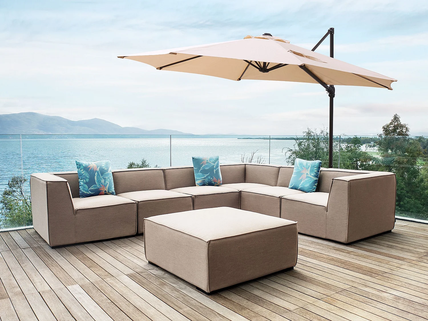 Parasol en porte-à-faux beige ⌀ 2,95 m SAVONA II