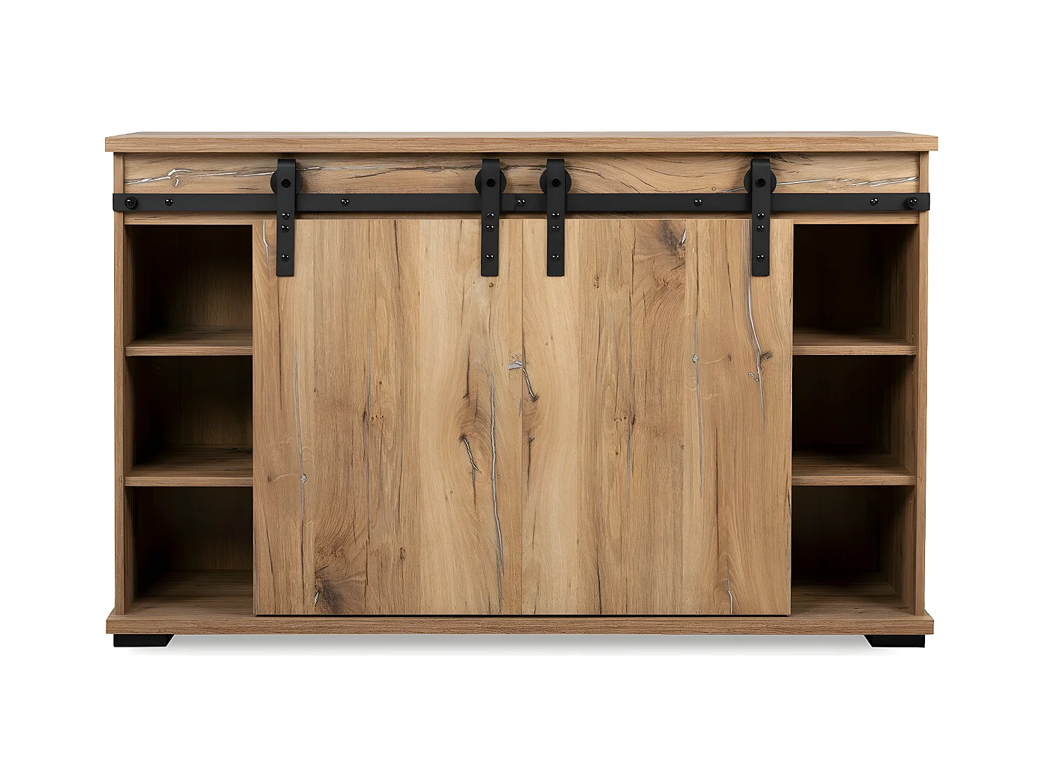 Buffet 2 Schuifdeuren en 3 Centrale Lades L140 cm - MANZANO