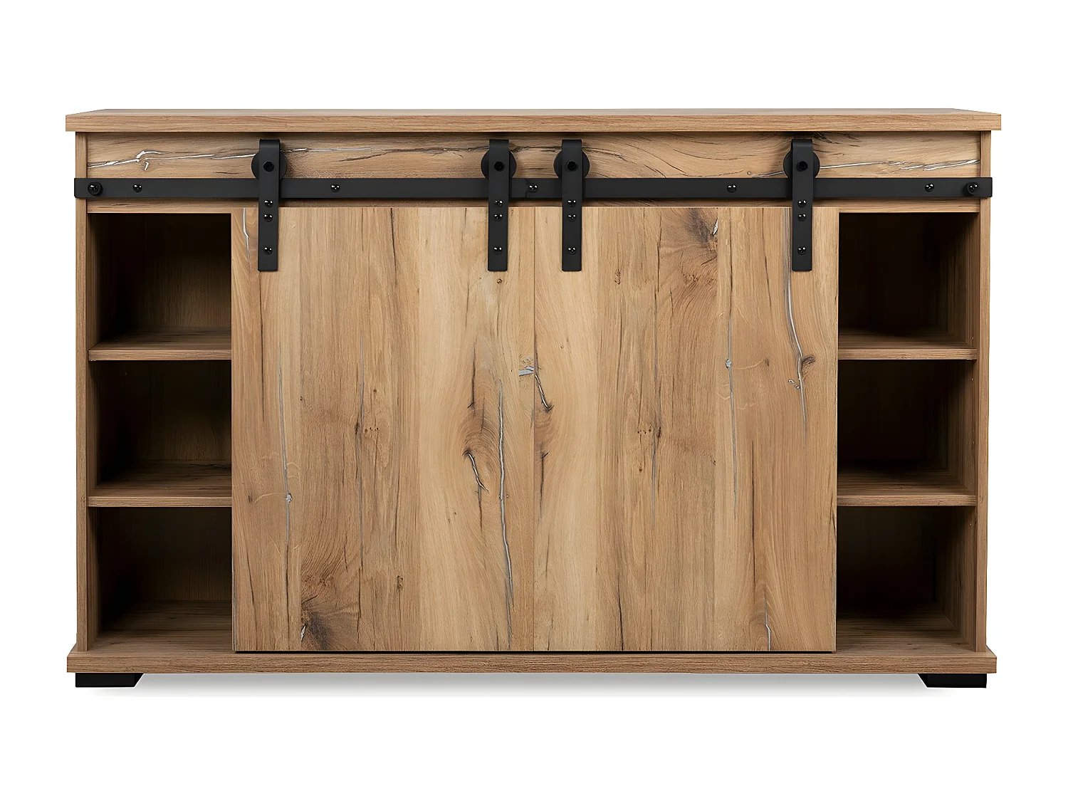 Buffet 2 Portes Coulissantes et 3 Tiroirs Centraux L140 cm - MANZANO