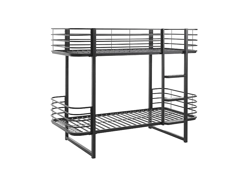 CURVE - Lits Superposés 90x200cm Métal Noir Coins Arrondis