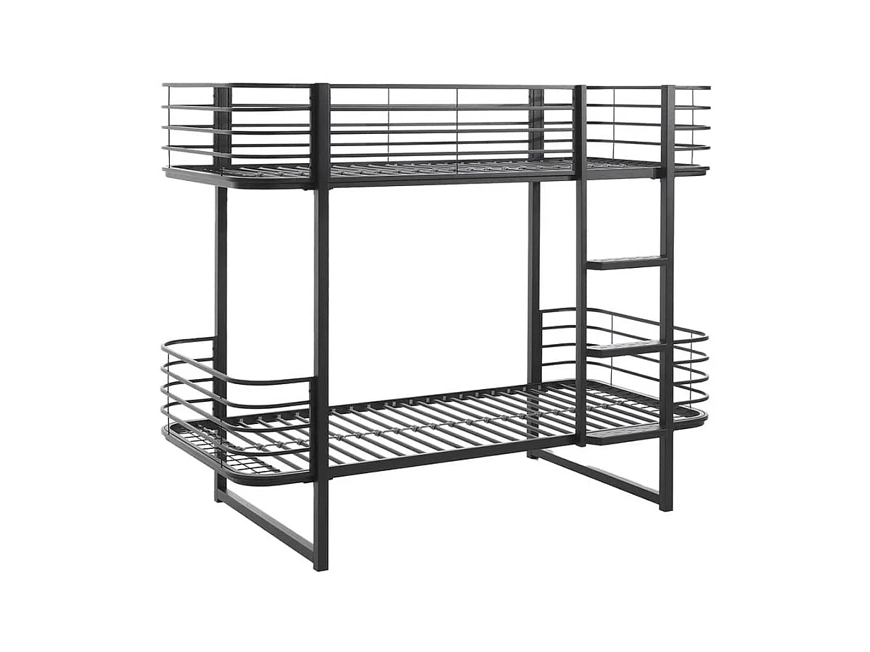 CURVE - Lits Superposés 90x200cm Métal Noir Coins Arrondis