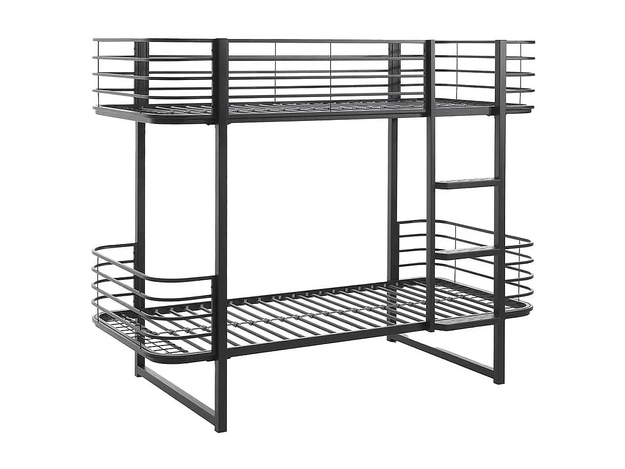 CURVE - Lits Superposés 90x200cm Métal Noir Coins Arrondis