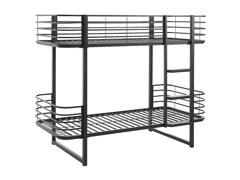 CURVE - Lits Superposés 90x200cm Métal Noir Coins Arrondis