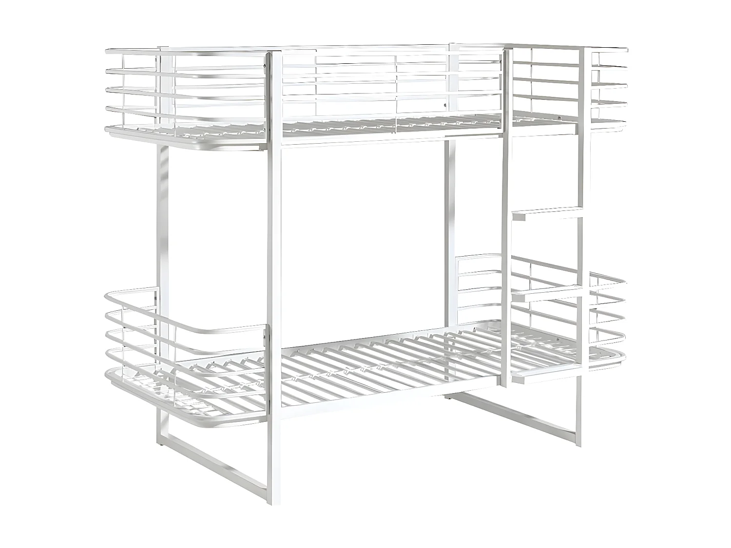 CURVE - Lits Superposés 90x200cm Métal Blanc Coins Arrondis