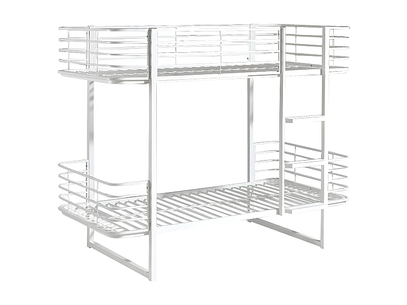 CURVE - Lits Superposés 90x200cm Métal Blanc Coins Arrondis