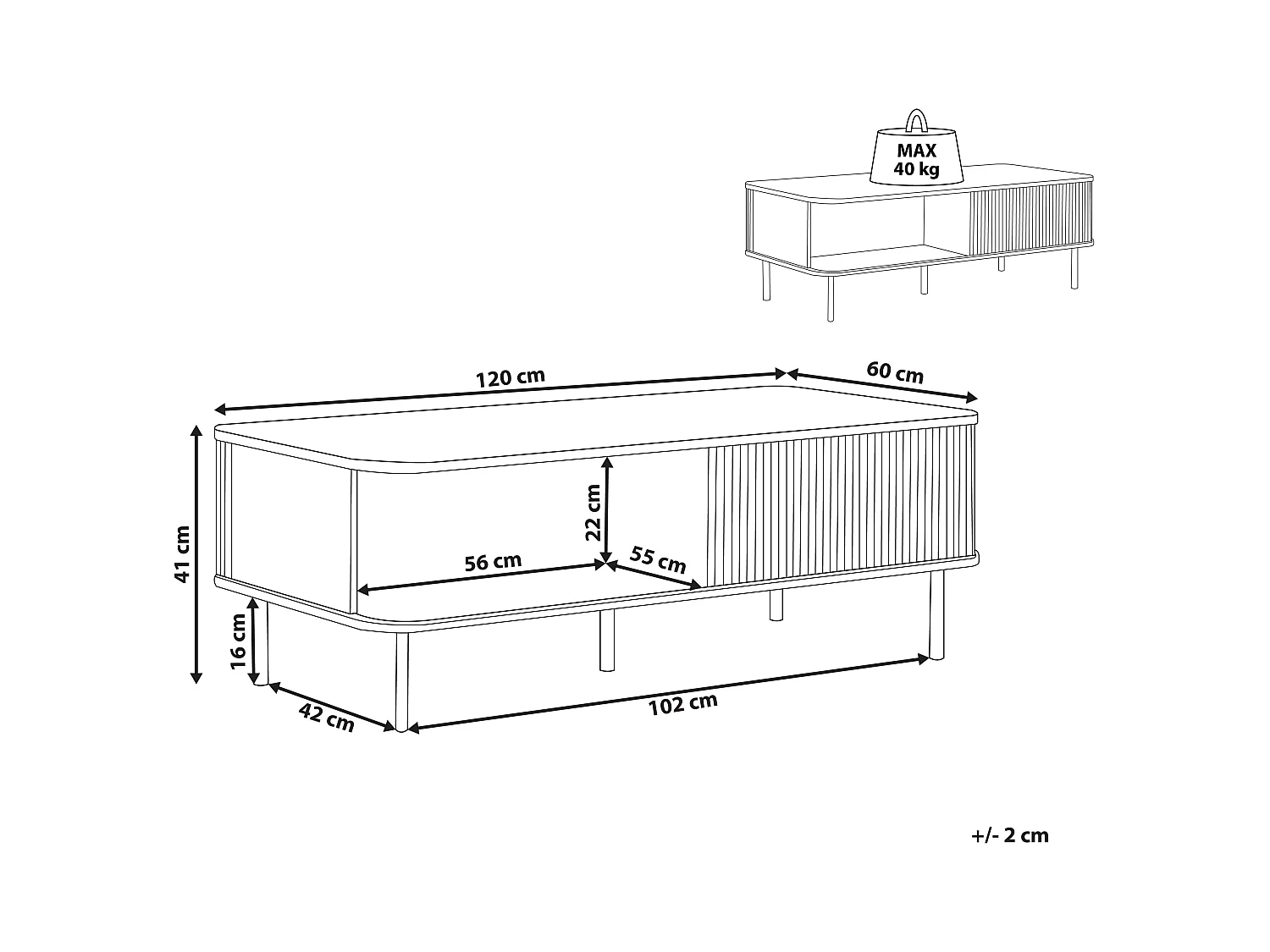 Table basse JOSE Marron foncé avec rangement
