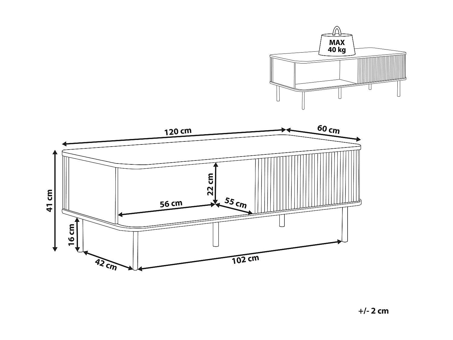 Table basse JOSE Marron foncé avec rangement