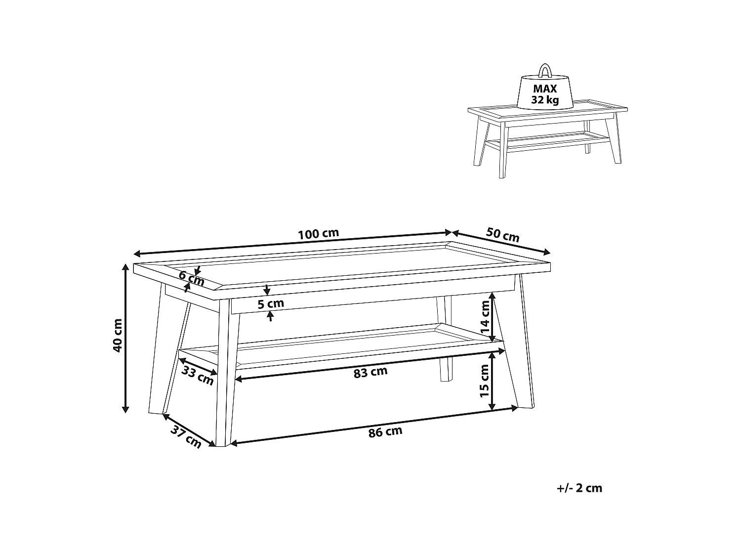 Mesa de centro SIMLA Marrón