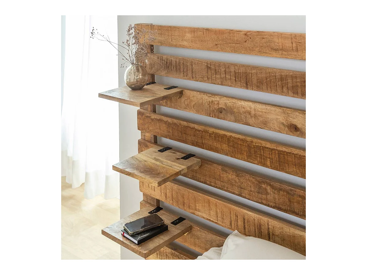 Cabecero de madera con estante Marais - Elegancia bohemia y minimalista con almacenamiento práctico