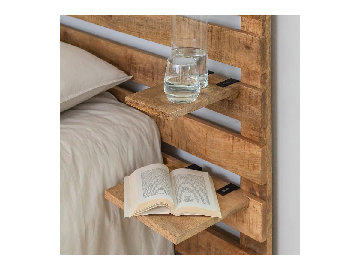 Cabecero de madera con estante Marais - Elegancia bohemia y minimalista con almacenamiento práctico