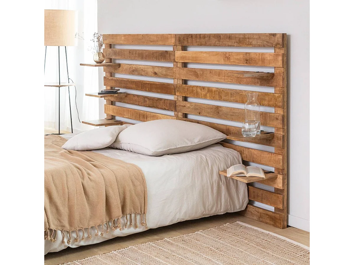 Cabecero de madera con estante Marais - Elegancia bohemia y minimalista con almacenamiento práctico